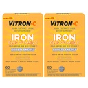 Vitron- C doplněk železa, Jednou denně, Vysoká potence železa plus vitamín C, Podpora produkce červených krvinek, Barvy zdarma tablety, 60 Počet, 2 balení