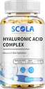 SCOLA Hyaluronic Acid Capsules - 250mg HA + 10,000mcg Biotin, 60 Vegan Kapsle 124; Deep Hydration, Vlasy a nehtové podpůrné kapsle 124; Non- GMO Formule