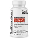 Mládež a Tonic Přírodní krevní tlak Supplement w / Hawthorn Hibiscus & High Potency Diuretic Byliny & Vitamíny pro zadržování vody 124; 30 BP Kapsle pro udržení dobrého zdraví 124; Ženy & Muži