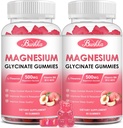 (2 Pack) Glycinát hořečnatý Gummies- Glycinát hořečnatý 500 mg, komplex hořečnatý s draslíkem, vitaminD, B6 pro klid, spánek a stres Relief- cukr zdarma, 120 Broskvové magnesium gumy