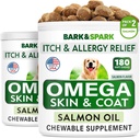 BARK & SPARK Omega 3 pro psy - 360 Fish Oil Treats for Dog Shedding, Skin Alleries, Itch Relief, Hot Spots Treatment - Joint Health - Skin and Coat Supplement - EPA & DHA Fatty Acids - Losos Oil