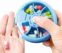 INVODA Weekly Pill Organizátor 7 Kompartment Rotating Pill Box for Daily Medication & Vitamíny - Přenosné cestovní Pill Pouzdro Rybí olejové doplňky Vitamíny Organizátor (Sky Blue)