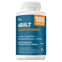 Dr. Tobias Dospělý Multivitamin pro ženy a muže, Imunitní podpůrné vitamíny z 42 Ovoce, Zelenina, Plus Probiotika, Vegan Multivitamíny pro muže a ženy, Non- GMO, 180 Tablety, 60 Služební