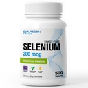 Puregen Labs Selen 200 mcg Yeast Free Essential Mineral - 500 Vegetarian Tablety CLAS124; Imunity & Antioxidant Support CLAS124; Non- GMO, gluten Free, Made in USA