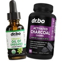 Oregano Oil Organic Liquid Drops & Charcoal Kapsle - Oil of Oregano Drops Tincture Extract & Charcoal Pills for Stomach Gas Cleanse Detox Imunitation Support, Digestive Binder - Organic