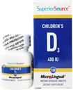 Superior Source Children 's Vitamin D3 400 IU - zuby, kost a imunitní podpora doplněk pro děti - Non- GMO - 100 mikrolingválních Rozpustných tablet