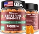 Berberine s Ceylon Skořice Gummies - 1500mg Berberine HCI Dodatek s chromem, kurkuma a mléčný thistle - Imunitní podpora - pro ženy a muže - 60 Cukr zdarma Gummies