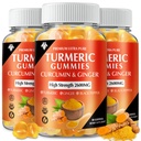 Kurkumin Žvýkačky (3 balení) - Kurkumin doplňky se zázvorem a černý pepř gumy pro imunitní podporu svalů Zdravá kůže - Vegan, gluten zdarma, nízký cukr - pro dospělé