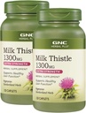 GNC Herbal Plus Mléko Thistle 1300mg, Twin Pack, 120 kaplety na láhev, podporuje zdravé funkce jater