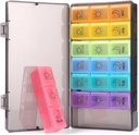Týdenní Pill Organizátor 7 Day 3 Times, Přenosný Pill Organizátor, BPA Zdarma Pill Pouzdro, Cestování Denní Pill Box Upomínka, Pořadatel léků pro vitaminy, doplňky (Rainbow)
