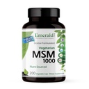 EMERALD LABS MSM 1000mg - Joint, Játra a imunitní podpora Dodatek s methylsulfonylmethan - Bezlepkové a aditivní - 200 Zeleninové kapsle (Až 100denní dodávka)