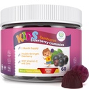Očistěte život Sugar- Volný děti Elderberry gumové s vitamínem C & zinek - Denní Imunitní Supplement pro děti, Sambucus Antioxidant, Vegan, 60 Ct