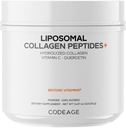 Codeage Liposomal Collagen Peptides Powder + Vitamin C & Quercetin, Fosfolipid Complex, Grass- Fed Pasture- Raised Hydrolyzed Collagen Type I & III Supplement All- in- One, Non- GMO, 14.97 oz