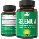 Doplněk selenu s celou směsí potravin 25 + zelenina a ovoce pro Max Absorpce. Čisté Selenium Vegan Kapsle pro imunitní systém, Podpora štítné žlázy, Zdraví srdce, Podpora prostaty. 30