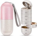 Zannaki 2 v 1 Pill Pořadatel s Cutter, Grain Fiber Týdenní Pill Pouzdro Velký Kompatibilní Moisture Proof, Magnetický zámek, BPA Volný cestování Pěší Pill Box 7 Den držet pilulky, Vitamíny, Rybí olej, doplňky