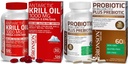 Bronson Probiotic 50 miliard CFU + Prebiotic s jablečnými polyfenoly a ananasem Extrac Antarktický krilový olej 1000 mg s Omega- 3s EPA DHA