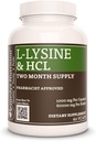 Remedyina výživa L- lysin HCL 124; 1000 mg, 60 Vegan Capsule Amino Acid Dietární dodatek 124; Dva měsíce Dodávka