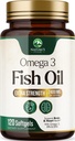 Omega 3 Fish Oil 2400 mg dodatek, Udržitelně sourced, Triple Strengless Omega33 Dodatek Softgels, Brain Health Support, EPA & DHA Fish Oil Fatty Acids doplňky, gluten & GMO zdarma, 120 Softgels