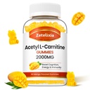 Acetyl L- karnitinové gumy, L- karnitin dodatek pro ženy a muže, Nutriční dodatek pro zvýšení energie, imunitu a zdraví mozku, Vegan, Non- GMO, Mango Flavor, 60 Počet