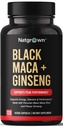 Natgrew Black Maca Root + Panax Ginseng Powder Capsules 1500 mg s Black Peruvian Maca Root & Korean Panax Ginseng Dodatek pro muže a ženy - Veganské pilulky (120 Počet)