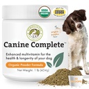 Wholistic Pet Organics Canine Complete - Pes Multivitamin Powder - 1 Lb - Denní psí vitamíny a doplňky pro domácí potraviny - imunitní systém, kůže, coat & celkové zdraví - malé a velké plemeno