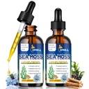 Organic Sea Moss Kapky, 11 v 1 Black Seed Oil & Irish Liquid Sea Moss Gel Ashwagandha Burdock Root, Spirulina, Bladderwrack, Elderberry for Digestion, Imunity, Skin Hair Health, Non- GMO - 4 Fl Oz