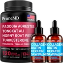 Tekutý kolagen Biotin (2pk) a Fadogia Tongkat Ali (1pk) Doplněk Bundle - Potentní vitamíny pro vlasy, kůže, hřebíky, srdce, energie, & Testosteron Podpora - Non- GMO, Vegan