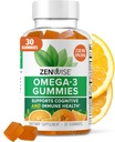 Zenwise Health Omega 3 Gummy dodatek - Bezproblémový Omega 3 dodatek s DHA & EPA mastné kyseliny pro imunitní zdraví - Udržitelně sourced fish oil, Flaxseed Oil & Vitamin E - 30 Gumy