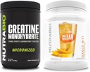 NutraBio Creatine Monohydrát, Neochucené, (500 g) a jasné syrovátkové bílkoviny izolát, (Mango Mist) Doplněk Bundle - Svalová energie, Maximální růst, zotavení, a síla