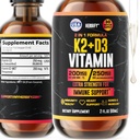 Vitamin D3 K2 Kapky - tekuté vitaminy pro ženy, muže a dospívající - Kostní doplňky - D3 K2 Mt Vitaminy pro imunitní podporu a zdraví srdce - Vitamin D3 10000 Iu Tekuté K2 Kapky - 2 oz