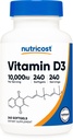 Nutricost Vitamin D3 10 000 IU, 240 Softgel Kapsle - Potenciální, Non- GMO, gluten Vitamin D