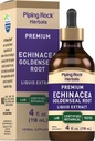 Piping Rock Echinacea Goldenseal tinktura 124; 4 Fl Oz kapalné kapky 124; Alkohol zdarma Bylinný extrakt 124; Vegetarian, Non- GMO, gluten zdarma dodatek