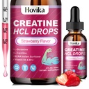 Kreatin HCL kapalné kapky pro muže a ženy, kreatin hydrochlorid s L- karnitin, L- glutamin, BCAA, vitamin B12 & B6 pro růst svalů, podporovat energii a recovery- Vegan, Jahodové aroma, 2 Fl Oz