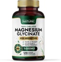 Postaven přírodou Magnesium Glycinate 1000mg - Vysoká absorpce doplněk hořčíku - 100% Chelated, Gentle on Stomach - Muscle, Heart, Bone & Relaxation Support - Non- GMO, Vegan - 120 Kapsle