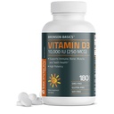 Bronson Vitamin D3 10 000 IU (250 MCG) pro zdravou svalovou funkci a imunitní podporu, Non- GMO, 180 tablet