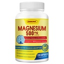 10- in-1 Magnesium Complex Supplement, Magnesium Glycinát 500 mg s citrátem a malátem, Chelated High Absorpce Plus Vitamin D3 & Zinek - pro Nerve, Muscle & Bone Support - 120 Kapsle