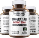 Vegan Labs Tongkat Ali 200: 1 Extract, 1200MG per servings - 180 Vegan Capsules - Podporuje energii a stamina- Gluten zdarma, Non-GMO Premium Quality Dodatek