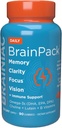 Brainiac Daily BrainPack Gummies, podporuje zdraví mozku s Omega 3 DHA EPA DPA, Cholin, B6 & B12 a Lutein pro oční zdraví s imunitní podporou, Citrus Berry Flavor, 90 ct