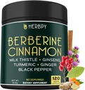 7in1 Premium Berberine a Ceylon Skořice pro hubnutí, Digestion, Heart Health & Imunitation Support - s ženšen, kurkuma, zázvor, Mléko Thistle & Black Pepper - 120 Vegan Kapsle