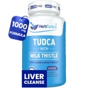 Herbtonics TUDCA 1000mg Játra Detox & žlučník Podpora - Mléko Thistle & Pterostilbene Enhanced Bile Salt pro očištění jater, Zdravý Bile Flow, a stravitelné zdraví (60 Vegan Kapsle)