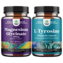 Balení Glycinátu hořečnatého 400mg Kapsle a Potent L Tyrosin 500mg Kapsle - pro podporu spánku Kostní zdraví Muscle Recovery - Amino kyselina Nutriční dodatek pro Brain Health Tyrosin Podpora