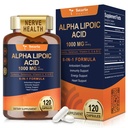 Totaria Alpha Lipoic Acid 1000mg - ALA doplněk antioxidant pro neuropatii podporu nervové zdraví, jaterní detox, antioxidant, metabolismus a buněčná energie, anti- aging - Non- GMO, gluten zdarma, Vegan Safe