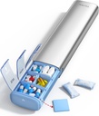 Vayjelen 7 dní týdně Pill Organizátor (Podpora 2 krát denně), Metal Travel Pill Case, Velká kapacita Denní roztomilý Pill Box pro doplňky, pilulky, vitamíny a léky (Sloan)
