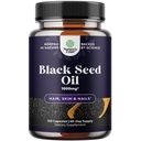 Studené lisované černé olejové kapsle - Vegan Nigella Sativa Black Cumin olejové kapsle s Omega 3 6 9 Antioxidanty a tymochinon pro vlasový růst imunitní podpora společné zdraví a trávení