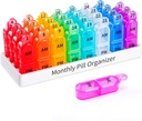 Daviky Monthly Pill Organizer 2 krát denně - 30 Den Pill Box AM PM, BPA Free One Month Medicine Organizátor dvakrát denně, 31- den případ držet vitaminy, doplňky a léky