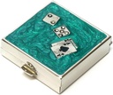 9339 Náměstí malé Pill Box Pořadatel Aqua Green Silver Dice & Cards Ženy Travel Pill Pouzdro Kapsa Kapsa Kontejner Daily Přenosný medicína Vitamin Box Medikace Dodatek Mini skladování
