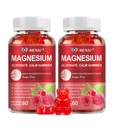 Magnesium Gummies 600mg na Serving- Magnesium Glycinát 400mg a Magnesium Malate 200mg, Supplement hořčíku bez cukru pro klidnou náladu, svalovou hmotu, podporu kostí a energie, 120 Malina gumy