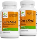 Terry Přirozeně CuraMed 750mg - Antioxidant Supplement for Brain & Heart Health - Doplněk s vysokým potenciálem Curcumin Complex - Ledviny, játra a imunitní podpora zdraví - 60 Softgels (balení po 2)