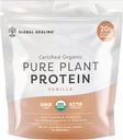 Globální hojení Vegan Vanilla, Plant Based Protein Powder for Women & Men, Organic, strava náhrada (20 Služeb, 20g bílkovin)