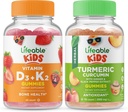 Živý vitamin D3 + Vitamin K2 Děti + Kurkumin Kurkumin Děti, Gummies Bundle - Velký Ochutnávání, dodatek k vitamínu, gluten zdarma, GMO zdarma, Žvýkací žlab